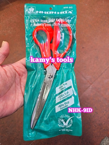 Kéo nguyễn đình cán nhựa dài 9 inch 225mm NHK-9ID thép không rỉ chính hãng nhơn hòa nguyễn đình