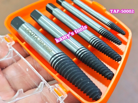 Bộ Mũi Vít Tháo Mở Bu Lông Ốc Vít Gãy Hỏng 5 cây Licota Tap-50002 (Bộ Ta Rô Lấy Ốc Gãy, Dụng Cụ Lấy Ốc Gãy)