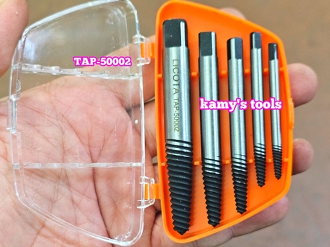 Bộ Mũi Vít Tháo Mở Bu Lông Ốc Vít Gãy Hỏng 5 cây Licota Tap-50002 (Bộ Ta Rô Lấy Ốc Gãy, Dụng Cụ Lấy Ốc Gãy)