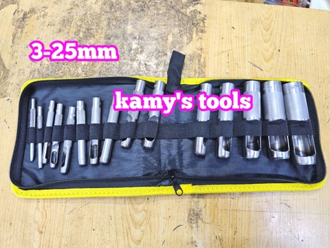 Bộ dụng cụ đục lỗ tròn trên da, vải, ron cao su, đột lỗ ron