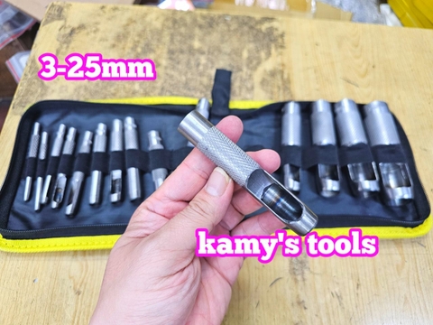 Bộ dụng cụ đục lỗ tròn trên da, vải, ron cao su, đột lỗ ron