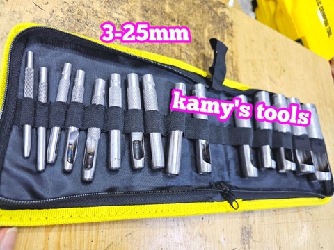 Bộ dụng cụ đục lỗ tròn trên da, vải, ron cao su, đột lỗ ron