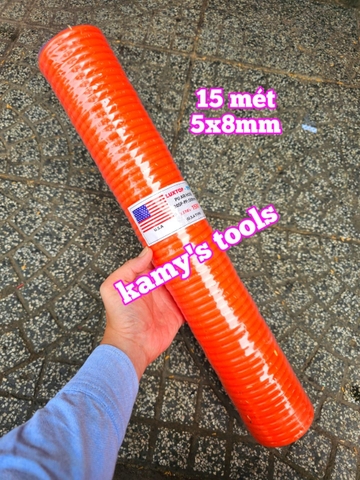 Dây xoắn hơi khí nén cam 5x8mm Luxtop 3 mét 6 mét 9 mét 12 mét 15 mét, dây hơi xoắn