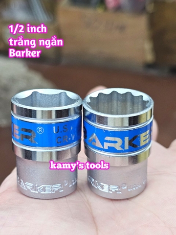 Đầu tuýp ngắn lẻ Barker 1/2 inch trắng ngắn 8mm-32mm
