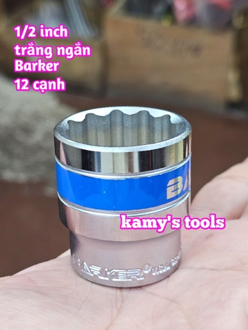 Đầu tuýp ngắn lẻ Barker 1/2 inch trắng ngắn 8mm-32mm