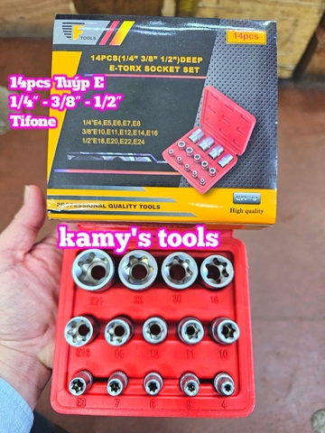 Bộ 14 Đầu Tuýp Loại E Total Chính Hãng E4-E24 model THKTETS0114