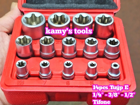 Bộ 14 đầu tuýp loại E Tifone E4-E24 model TF-6008, bộ tuýp E