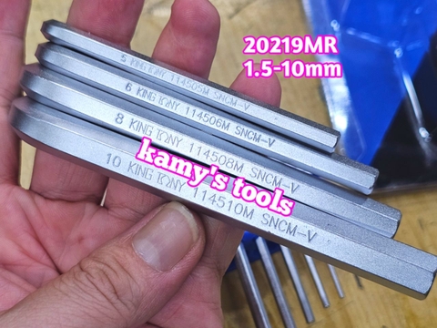 Bộ lục giác ngắn 9 cây Kingtony model 20219MR 1.5-10mm