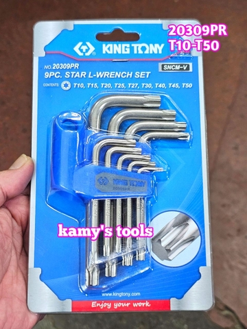 Bộ lục giác sao ngắn Kingtony 9 cây model 20309PR T10-T50