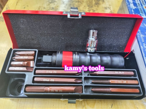 Bộ tua vít đóng tự động và lấy ốc vít gãy Euro King Tools 12 chi tiết, tô vít đóng