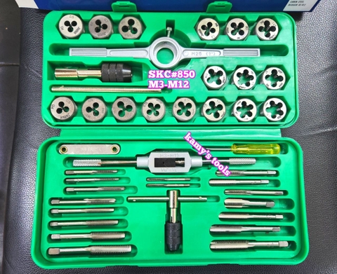 Bộ taro bàn ren 40 chi tiết SKC nhật bản (hộp nhựa) có tay quay ta rô tự động SKC#850 M3-M12