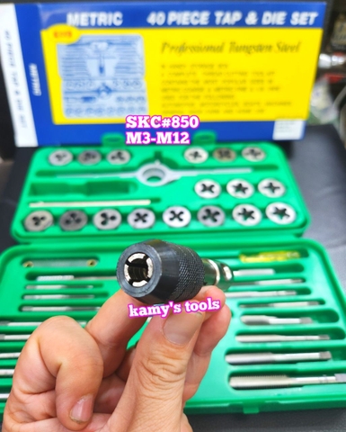 Bộ taro bàn ren 40 chi tiết SKC nhật bản (hộp nhựa) có tay quay ta rô tự động SKC#850 M3-M12