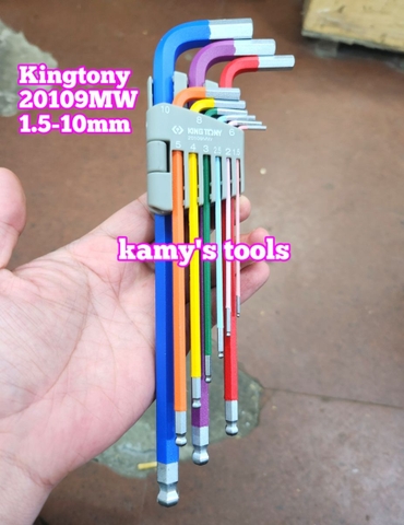 Bộ khoá lục giác bi màu Kingtony 20109MW 9 cây 1.5-10mm, bộ lục giác