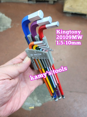 Bộ khoá lục giác bi màu Kingtony 20109MW 9 cây 1.5-10mm, bộ lục giác