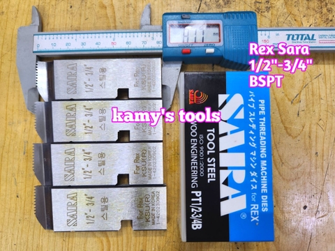 Dao tiện ren ống Rex hiệu Sara 1/2-3/4, 1-2, 2 1/2-3 inch ren ống 21-27mm, 34-60mm, 49mm-90mm hệ ren thông dụng BSPT