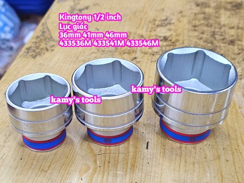 Đầu tuýp ngắn trắng Kingtony 1/2 inch lục giác 36mm 41mm 46mm 433536M 433541M 433546M