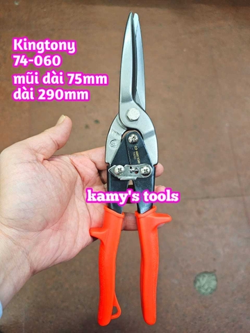 Kéo cắt tôn mỏ thẳng cán cam Kingtony model 74060 74-060 dài 290mm
