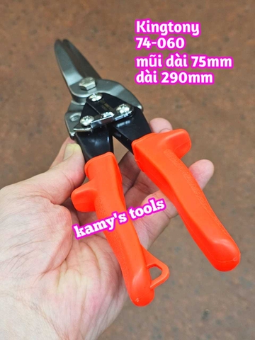 Kéo cắt tôn mỏ thẳng cán cam Kingtony model 74060 74-060 dài 290mm