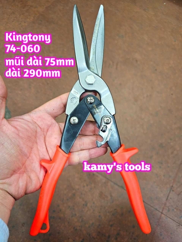 Kéo cắt tôn mỏ thẳng cán cam Kingtony model 74060 74-060 dài 290mm