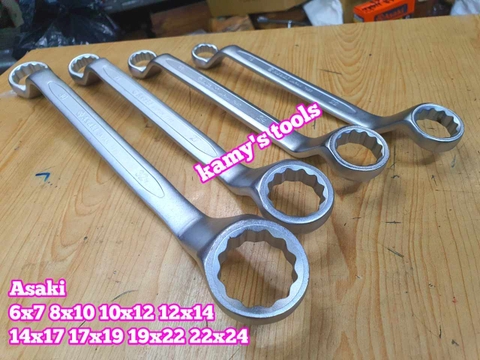 Cờ lê 2 đầu vòng Asaki 6x7 8x10 10x12 12x14 14x17 17x19 19x22 22x24 AK-7473 AK-7474 AK-7476 AK-7478 AK-7481 AK-7483 AK-7485 AK-7487 hai đầu vòng