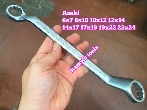 Cờ lê 2 đầu vòng Asaki 6x7 8x10 10x12 12x14 14x17 17x19 19x22 22x24 AK-7473 AK-7474 AK-7476 AK-7478 AK-7481 AK-7483 AK-7485 AK-7487 hai đầu vòng