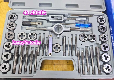 Bộ taro bàn ren 40 chi tiết ta rô ren hợp kim thép siêu cứng và bền hơn hộp nhựa mica