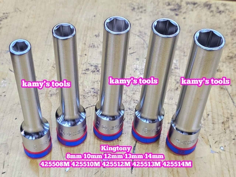 Đầu tuýp dài 120mm 1/2 inch Kingtony 8mm 10mm 12mm 13mm 14mm 425508M 425510M 425512M 425513M 425514M