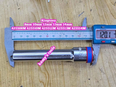 Đầu tuýp dài 120mm 1/2 inch Kingtony 8mm 10mm 12mm 13mm 14mm 425508M 425510M 425512M 425513M 425514M