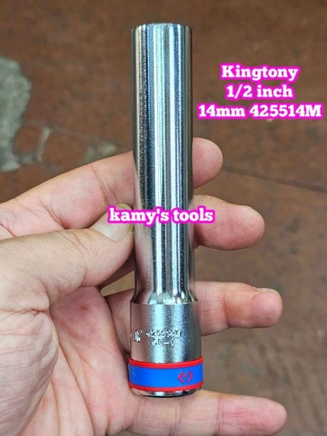 Đầu tuýp dài 120mm 1/2 inch Kingtony 8mm 10mm 12mm 13mm 14mm 425508M 425510M 425512M 425513M 425514M