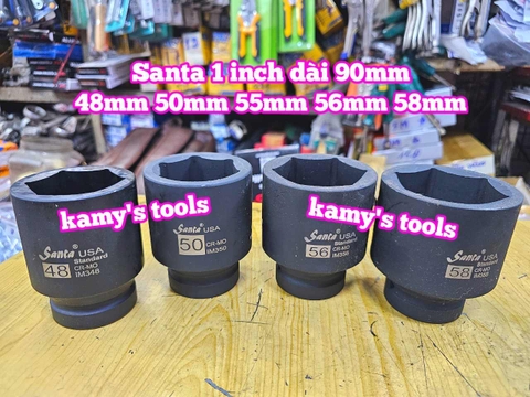 Đầu tuýp khẩu 1 inch Santa thép Cr-mo 46mm 48mm 50mm 55mm 56mm 58mm IM346 IM348 IM350 IM355 IM356 IM358