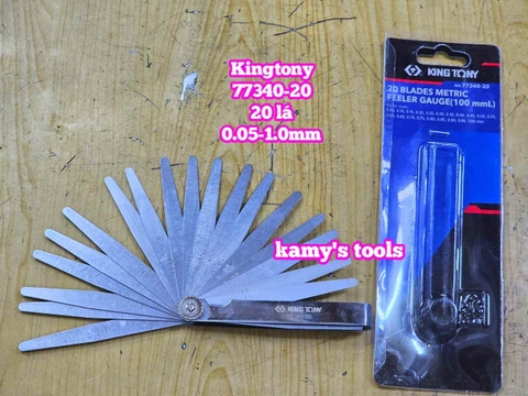 Thước căn lá dưỡng đo độ dày đo khe hở căn chỉnh cò xupap Kingtony 20 lá loại thẳng 77340-20 cỡ 0.05-1.0mm