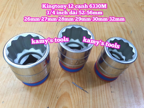 Tuýp 3/4 inch bông 12 cạnh trắng Kingtony 26mm 27mm 28mm 29mm 30mm 32mm 633026M 633027M 633028M 633029M 633030M 633032M