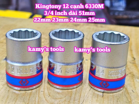 Tuýp 3/4 inch bông 12 cạnh trắng ngắn Kingtony 22mm 23mm 24mm 25mm 633022M 633023M 633024M 633025M