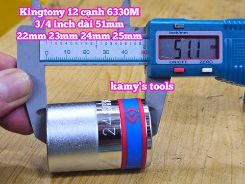 Tuýp 3/4 inch bông 12 cạnh trắng ngắn Kingtony 22mm 23mm 24mm 25mm 633022M 633023M 633024M 633025M