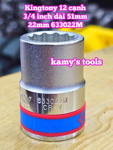 Tuýp 3/4 inch bông 12 cạnh trắng ngắn Kingtony 22mm 23mm 24mm 25mm 633022M 633023M 633024M 633025M