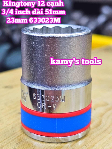 Tuýp 3/4 inch bông 12 cạnh trắng ngắn Kingtony 22mm 23mm 24mm 25mm 633022M 633023M 633024M 633025M