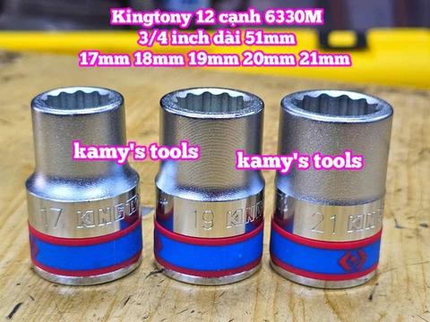 Tuýp 3/4 inch bông 12 cạnh trắng ngắn Kingtony 17mm 18mm 19mm 20mm 21mm 633017M 633018M 633019M 633020M 633021M