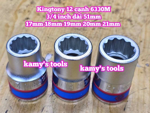 Tuýp 3/4 inch bông 12 cạnh trắng ngắn Kingtony 17mm 18mm 19mm 20mm 21mm 633017M 633018M 633019M 633020M 633021M