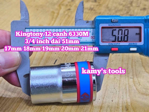 Tuýp 3/4 inch bông 12 cạnh trắng ngắn Kingtony 17mm 18mm 19mm 20mm 21mm 633017M 633018M 633019M 633020M 633021M