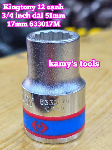 Tuýp 3/4 inch bông 12 cạnh trắng ngắn Kingtony 17mm 18mm 19mm 20mm 21mm 633017M 633018M 633019M 633020M 633021M