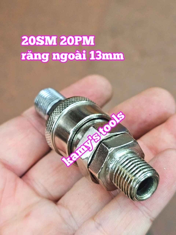 Bộ nối nhanh hơi khí nén ren ngoài 13mm 20SM 20PM Wetools WT-20SM WT-20PM