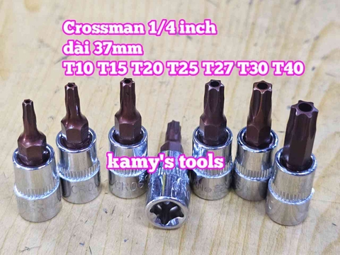 Tuýp lú đầu sao 6 cạnh 1/4 Inch Crossman T10 T15 T20 T25 T27 T30 T40 99-475 99-476 99-477 99-478 99-479 99-480 99-482