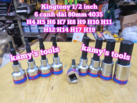 Tuýp lú đầu lục giác 1/2 inch dài 80mm Kingtony 4mm 5mm 6mm 7mm 8mm 9mm 10mm 11mm 12mm 14mm 17mm 19mm 403504 403505 403506 403507 403508 403510 403511 403512 403514 403517 403519
