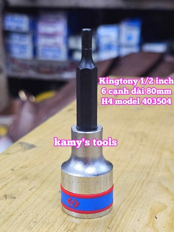 Tuýp lú đầu lục giác 1/2 inch dài 80mm Kingtony 4mm 5mm 6mm 7mm 8mm 9mm 10mm 11mm 12mm 14mm 17mm 19mm 403504 403505 403506 403507 403508 403510 403511 403512 403514 403517 403519
