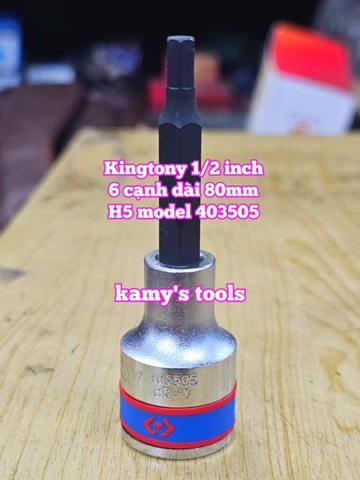 Tuýp lú đầu lục giác 1/2 inch dài 80mm Kingtony 4mm 5mm 6mm 7mm 8mm 9mm 10mm 11mm 12mm 14mm 17mm 19mm 403504 403505 403506 403507 403508 403510 403511 403512 403514 403517 403519