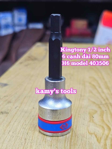 Tuýp lú đầu lục giác 1/2 inch dài 80mm Kingtony 4mm 5mm 6mm 7mm 8mm 9mm 10mm 11mm 12mm 14mm 17mm 19mm 403504 403505 403506 403507 403508 403510 403511 403512 403514 403517 403519