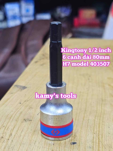 Tuýp lú đầu lục giác 1/2 inch dài 80mm Kingtony 4mm 5mm 6mm 7mm 8mm 9mm 10mm 11mm 12mm 14mm 17mm 19mm 403504 403505 403506 403507 403508 403510 403511 403512 403514 403517 403519