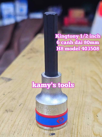 Tuýp lú đầu lục giác 1/2 inch dài 80mm Kingtony 4mm 5mm 6mm 7mm 8mm 9mm 10mm 11mm 12mm 14mm 17mm 19mm 403504 403505 403506 403507 403508 403510 403511 403512 403514 403517 403519