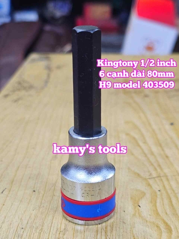 Tuýp lú đầu lục giác 1/2 inch dài 80mm Kingtony 4mm 5mm 6mm 7mm 8mm 9mm 10mm 11mm 12mm 14mm 17mm 19mm 403504 403505 403506 403507 403508 403510 403511 403512 403514 403517 403519
