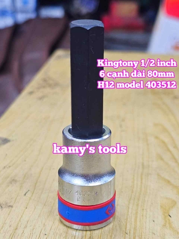 Tuýp lú đầu lục giác 1/2 inch dài 80mm Kingtony 4mm 5mm 6mm 7mm 8mm 9mm 10mm 11mm 12mm 14mm 17mm 19mm 403504 403505 403506 403507 403508 403510 403511 403512 403514 403517 403519